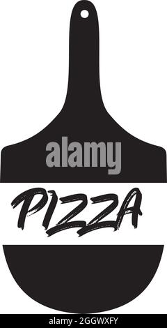 Modello vettoriale nero con logo a buccia di pizza Illustrazione Vettoriale