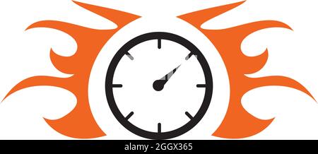 Modello vettoriale con logo icona tachimetro Illustrazione Vettoriale