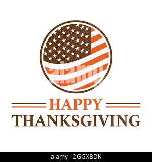 Logo American Happy Thanksgiving Illustrazione Vettoriale
