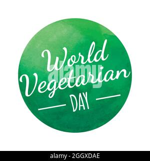 Illustrazione del badge Green Round del giorno vegetariano mondiale Illustrazione Vettoriale