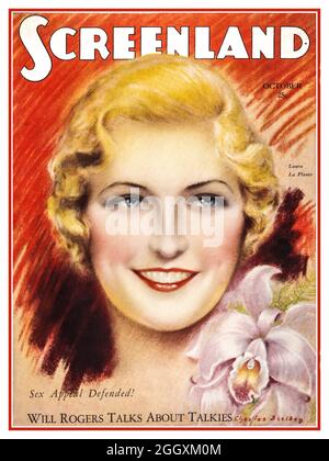 1920's Laura la Plante Silent Screen attrice su Front Cover Movie Film Magazine 'SCEREENLAND' Hollywood USA Foto Stock