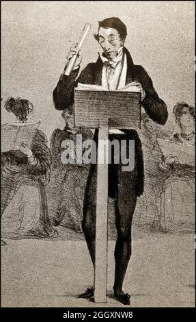 A 1939 un raro e insolito ritratto di Carl Maria Friedrich Ernst von Weber (1786 - 1826), accreditato di essere il primo direttore professionale ad usare un batone. È anche noto come Carl Maria von Weber, Carl von Weber e Carl Weber. Fu compositore, direttore d'orchestra, pianista virtuoso, chitarrista e critico musicale tedesco e uno dei primi compositori significativi che fu conosciuto per le sue opere, in particolare per la Romantische Opera tedesca (opere romantiche). I primi conduttori erano noti per usare archi di violino, bastoni, le loro mani o pezzi di carta arrotolati per indicare il ritmo del pezzo che si sta suonando Foto Stock