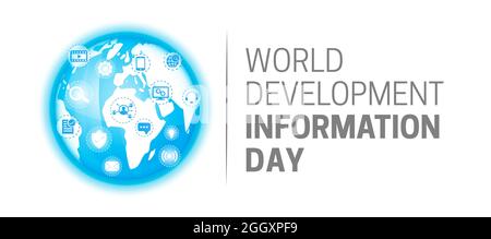 Giornata mondiale delle informazioni sullo sviluppo icona del logo Illustrazione isolata Illustrazione Vettoriale