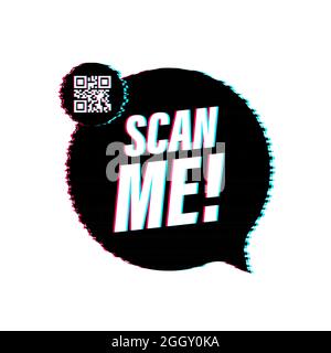 Codice QR per smartphone. Iscrizione scansione me con l'icona dello smartphone. Icona di errore. Codice QR per il pagamento. Illustrazione vettoriale. Illustrazione Vettoriale