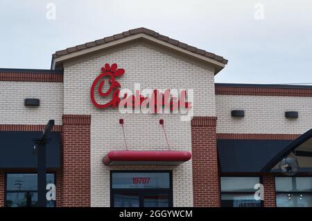 Humble, Texas USA 11-28-2019: Chick-Fil-UNA catena di fast food a Humble, Texas. Foto Stock