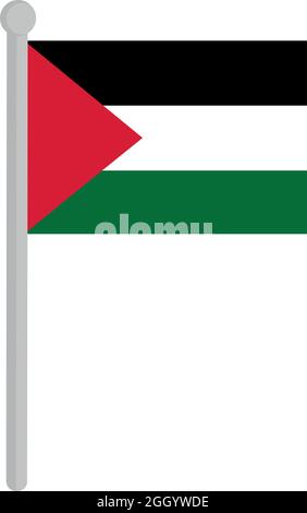 Illustrazione vettoriale della bandiera di Palestina su un flagpole Illustrazione Vettoriale