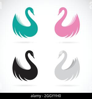 Immagini vettoriali del disegno di cigno su sfondo bianco. Illustrazione vettoriale a livelli facilmente modificabile. Animali selvatici. Illustrazione Vettoriale
