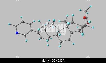 Abiraterone è un antiandrogeno usato per trattare il cancro metastatico della prostata, resistente alla castrazione. illustrazione 3d Foto Stock