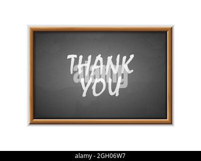 Grazie scritto su una lavagna. Illustrazione vettoriale. Foto Stock