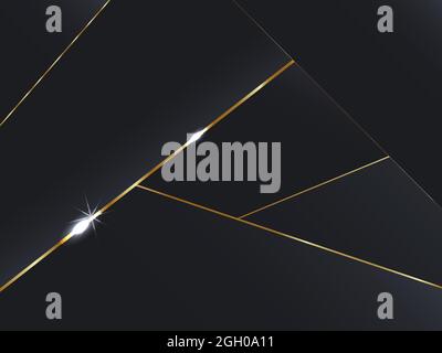 Motivo poligonale astratto di lusso grigio scuro con oro Illustrazione Vettoriale
