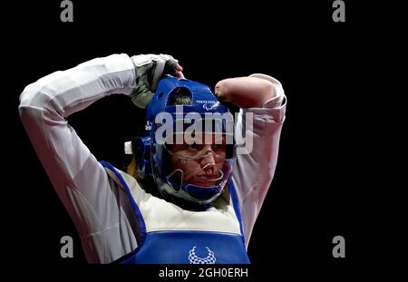 Amy Truesdale durante la finale femminile K44 +58kg alla Makuhari Messe Hall il giorno 11 dei Giochi Paralimpici di Tokyo 2020 in Giappone. Data foto: Sabato 4 settembre 2021. Foto Stock