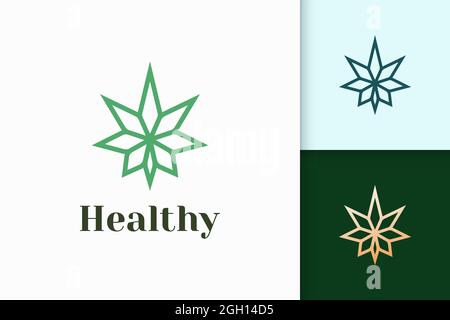 Cannabis o marijuana logo in semplice e moderno per droga o erbe Illustrazione Vettoriale