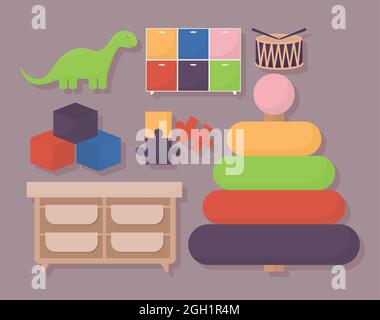 design a sette giocattoli Illustrazione Vettoriale