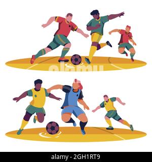 Flat football giocatori pack Vector illustrazione. Illustrazione Vettoriale
