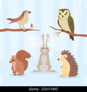 Autunno animali impostare Vector illustrazione. Illustrazione Vettoriale
