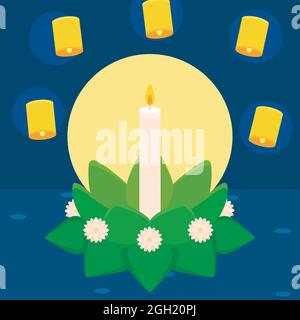 carta loy krathong Illustrazione Vettoriale
