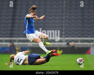 Londra, Regno Unito. 4 settembre 2021. 2 ° attacco di Birmingham metà durante la partita di Womens Super League tra Tottenham Hotspur e Birmingham City al Tottenham Hotspur Stadium a Londra, Inghilterra credito: SPP Sport Press Foto. /Alamy Live News Foto Stock