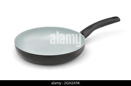 Padella antiaderente rivestita in ceramica isolata su bianco Foto Stock