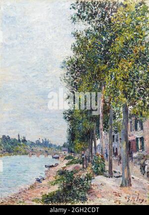 Strada lungo la Senna a Saint-Mammes da Alfred Sisley (1839-1899), olio su tela, c.. 1880 Foto Stock