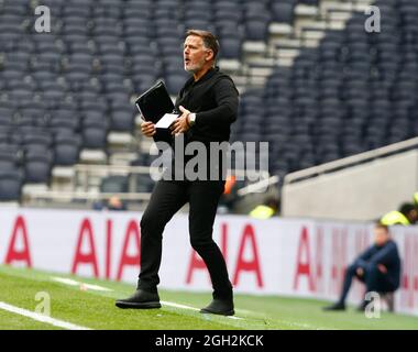 Londra, Regno Unito. 4 settembre 2021. LONDRA, INGHILTERRA - SETTEMBRE 04: Scott Booth manager di Birmingham City Women durante Barclays fa Women's Super League tra Tottenham Hotspur e Birmingham City al Tottenham Stadium, Londra, Regno Unito il 04 Settembre 2021 Credit: Action Foto Sport/Alamy Live News Foto Stock