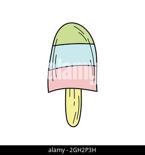 Gelato disegnato a mano - ghiacciato - illustrazione vettoriale. Semplice icona di colore estivo per il design Illustrazione Vettoriale