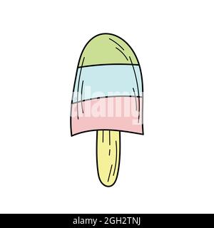 Gelato disegnato a mano - ghiacciato - illustrazione vettoriale. Semplice icona di colore estivo per il design Illustrazione Vettoriale