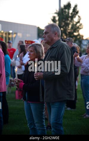 Una veglia a lume di candela a Hyannis, Massachusetts (USA) per i caduti membri del servizio in Afghanistan. Foto Stock