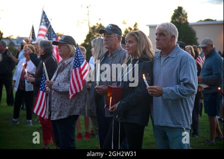 Una veglia a lume di candela a Hyannis, Massachusetts (USA) per i caduti membri del servizio in Afghanistan. Foto Stock