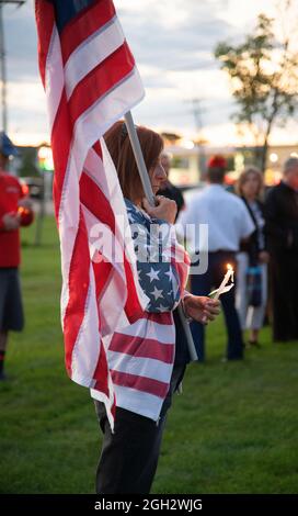 Una veglia a lume di candela a Hyannis, Massachusetts (USA) per i caduti membri del servizio in Afghanistan. Foto Stock