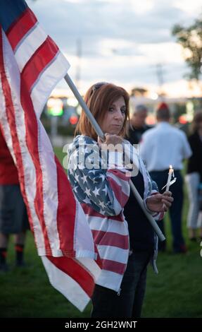 Una veglia a lume di candela a Hyannis, Massachusetts (USA) per i caduti membri del servizio in Afghanistan. Foto Stock