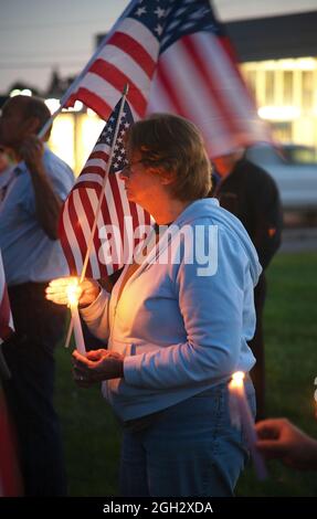 Una veglia a lume di candela a Hyannis, Massachusetts (USA) per i caduti membri del servizio in Afghanistan. Foto Stock