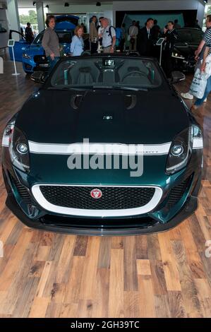 Jaguar F Type Project 7 al Goodwood Festival of Speed Motor Racing Event 2014. Tipo X152 Grand Tourer Foto Stock