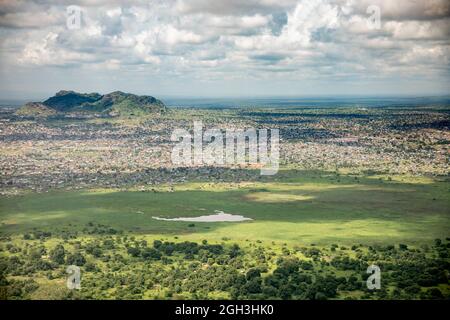 Alta vista aerea di Juba, capitale del Sud Sudan. Foto Stock