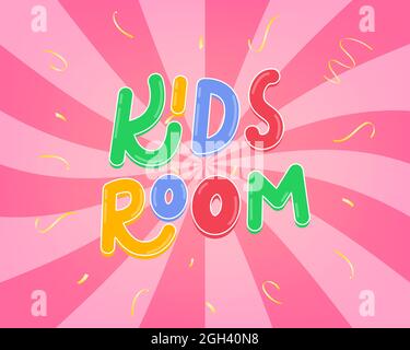 Carta vettoriale per la camera dei bambini in stile cartone animato. Banner con lettere colorati per bambini Illustrazione Vettoriale