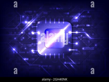 Background astratto hi-tech. Alta tecnologia per la realtà virtuale. Scheda a circuito stampato e chip di hardware engineer. Interfaccia Sci-Fi futuristica. Digitale alto c Illustrazione Vettoriale