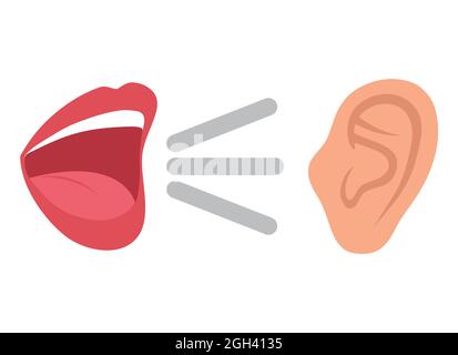 icona di ascolto e di conversazione, simbolo di voce o suono Illustrazione Vettoriale