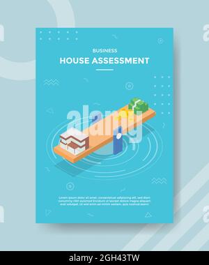 concetto di valutazione della casa per banner modello e volantino con illustrazione vettoriale di stile isometrico Foto Stock