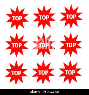 Top adesivi colorati stella e lettere bianche icona 3d Foto Stock