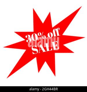 sconto del 30% sull'etichetta adesiva della promozione commerciale in vendita Foto Stock
