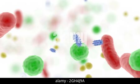 Microbioma del corpo Scienza medica batteri della salute umana all'interno di una persona 3d render Foto Stock