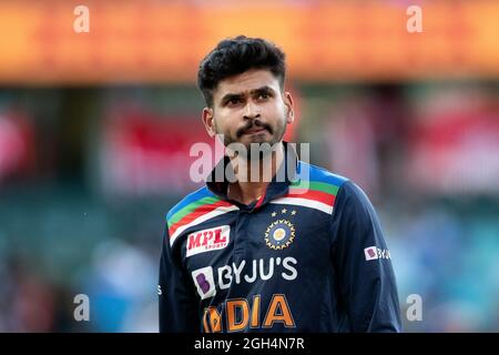 Sydney, Australia, 6 dicembre 2020. Shreyas Iyer of India si presenta durante la partita di cricket della serie Dettol T20 tra Australia e India al Sydney Cricket Ground il 07 dicembre 2020 a Sydney, Australia. Credit: Steven Markham/Speed Media/Alamy Live News Foto Stock