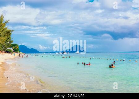 Flic en Flac spiaggia, Mauritius, Isole Mascarene. Foto Stock