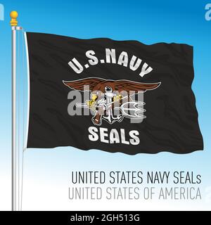 Bandiera US Navy SEALs, Stati Uniti d'America, illustrazione vettoriale Illustrazione Vettoriale