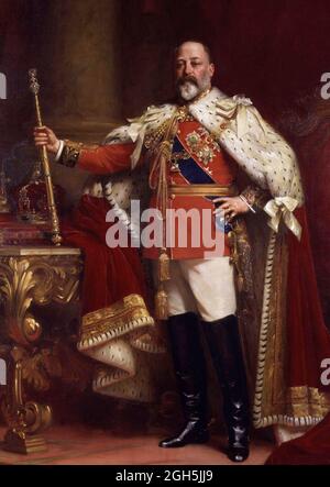 Un ritratto di re Edoardo VII che fu re d'Inghilterra dal 1901 al 1910 Foto Stock