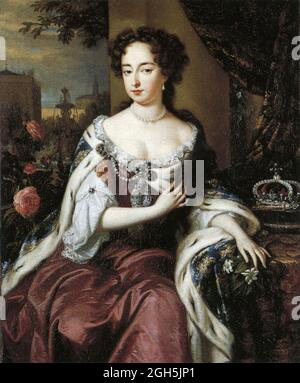 Ritratto di jan Verkolje di cui la Regina Maria II fu Regina d'Inghilterra dal 1689 al 1694 Foto Stock