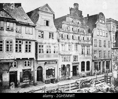 L'Alte Ratsapotheke o Old Pharmacy, vista della città storica Kiel, incisione 1899, Kiel, Kiel Fjord, Schleswig-Holstein, Germania settentrionale, Foto Stock