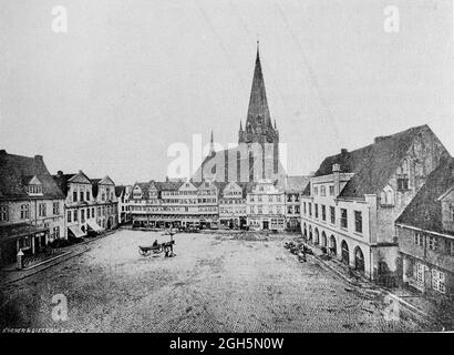 Vista della città storica Kiel sul Mar Baltico, incisione 1899, Kiel, Kiel Fjord, Schleswig-Holstein, Germania settentrionale, Foto Stock