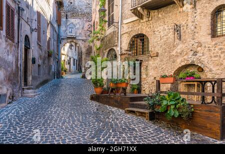 Vista panoramica a Palombara Sabina, bellissima cittadina in provincia di Roma, Lazio, Italia. Foto Stock