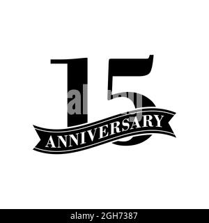 Modello di disegno di illustrazione di stock vettoriale di anniversario di 15 anni. Illustrazione Vettoriale