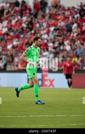 Albania. 05 settembre 2021. Etrit Berisha (Albania) durante la Coppa del mondo FIFA Qualifiers , Qatar 2022, partita di calcio tra le squadre nazionali di Albania e Ungheria il 05 settembre 2021 a Elbasan Arena - Albania - Foto Nderim Kaceli Credit: Nderim Kaceli/Alamy Live News Foto Stock